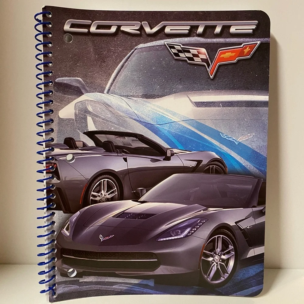 Corvette Notebook Bundle Of 3 Grey Yellow Spiral General Motors School Supplies